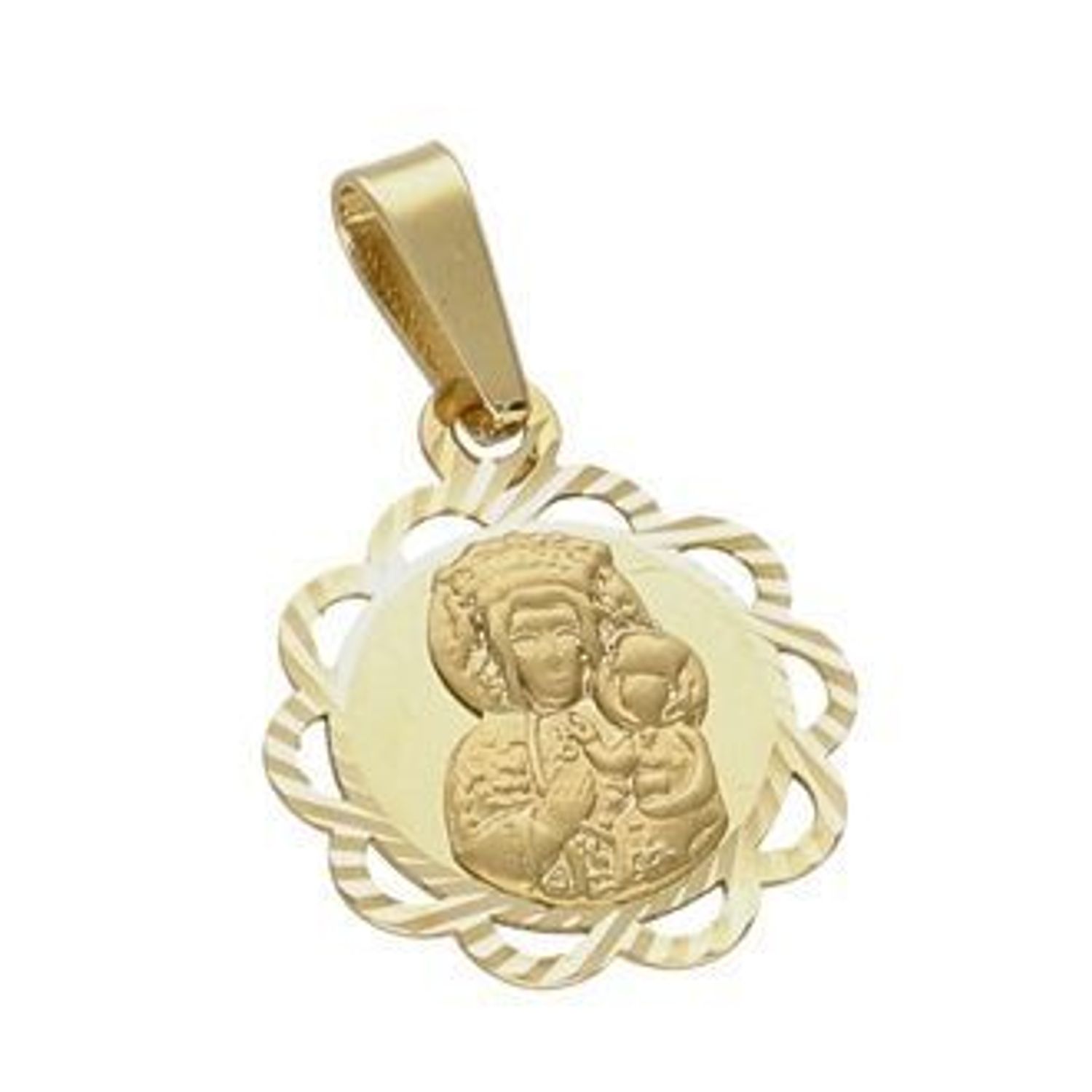 Złota zawieszka medalik pr333 Matka Boska ZA 6760 333. Medalik będący wspaniałą pamiątką i prezentem z okazji chrztu, komunii czy bierzmowania. Zawieszka wykonana ze złota próby 333. Piękna biżuteria o bogatej symbolice religijnej (1).jpg